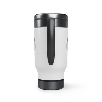 White Logo Stainless Steel Travel Mug with Handle, 14oz